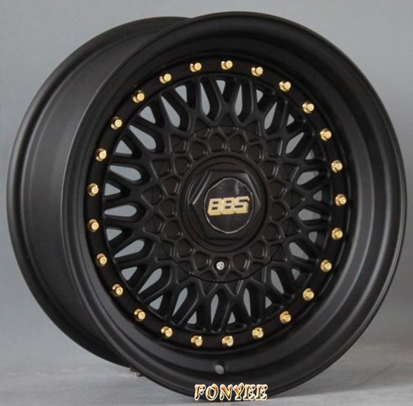 картинка Новые диски BBS RS R17 4X100/5X100 ET20 J10 черный мат + золотистые болтики магазин  StreetTuning 