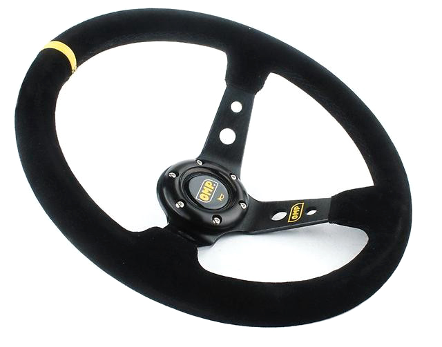 картинка Спортивный руль OMP Style замшевый c желтой вставкой магазин  StreetTuning 