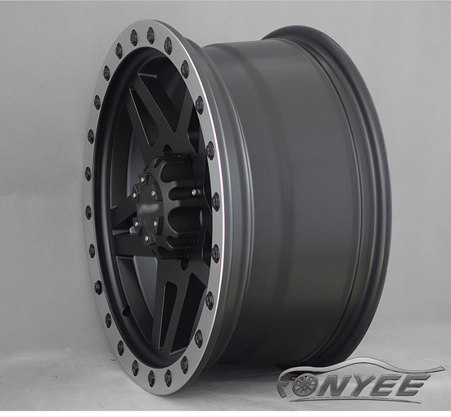 картинка Новые диски MVF-968 R17 6X139,7 ET-15 J7,5 черный мат + серебро и черные болтики магазин  StreetTuning 