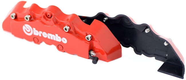 картинка Накладки на суппорта Brembo Style передние, цвет красный магазин  StreetTuning 