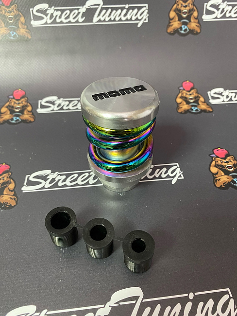 картинка Ручка КПП MOMO Springs в стиле койловера, серебро, пружина неохром магазин  StreetTuning 