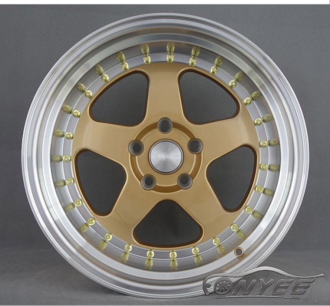 картинка Новые диски Rotiform R17 4x100-4x114,3 ET10 J10 золото + полированная полка магазин  StreetTuning 