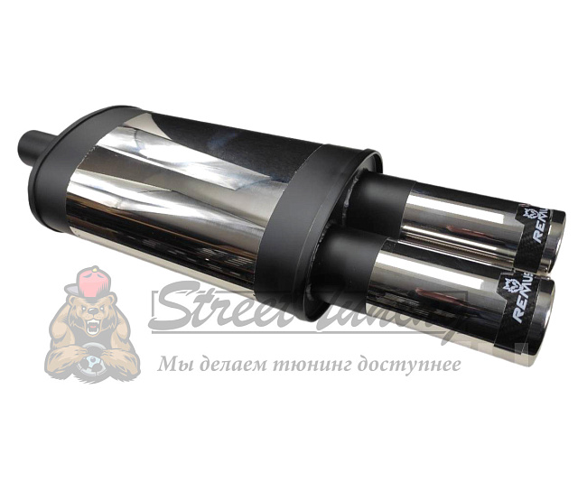 картинка Прямоточная банка Remus style, с двойным выходом. 51х89 мм магазин  StreetTuning 