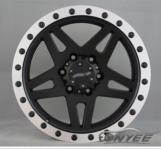 картинка Новые диски MVF-968 R17 6X139,7 ET-15 J7,5 черный мат + серебро и черные болтики магазин  StreetTuning 