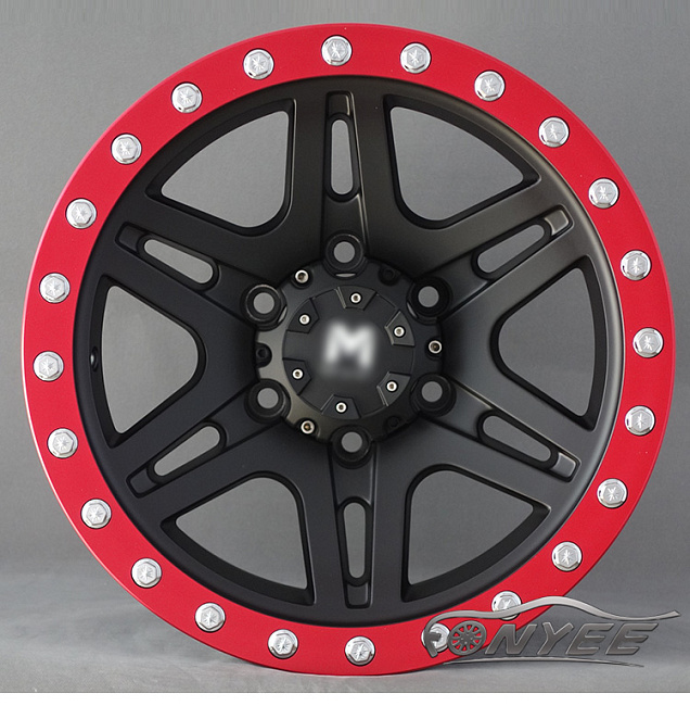 картинка Новые диски MVF-958 R16 6X139,7 ET-15 J8 черный мат + красный магазин  StreetTuning 