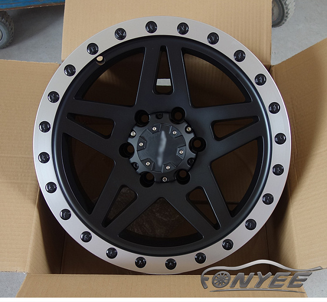 картинка Новые диски MVF-968 R17 6X139,7 ET-15 J7,5 черный мат + серебро и черные болтики магазин  StreetTuning 