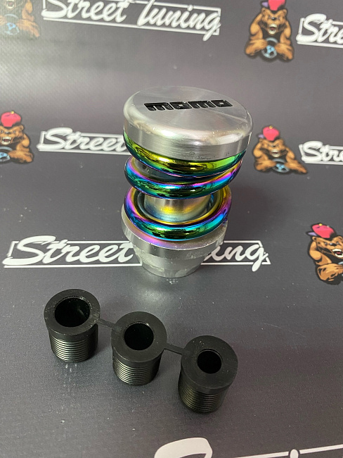 картинка Ручка КПП MOMO Springs в стиле койловера, серебро, пружина неохром магазин  StreetTuning 