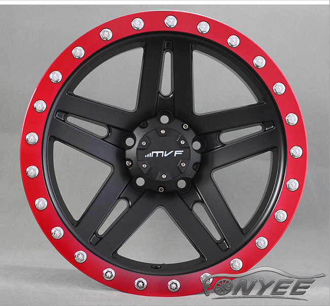 картинка Новые диски MVF-957 R17 6X139,7 ET0 J8,5 черный мат + красный магазин  StreetTuning 