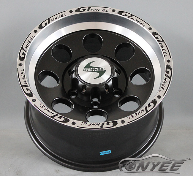 картинка Новые диски GT Wheel R15 5X114,3 ET0 J8 черные с серебристой полкой магазин  StreetTuning 