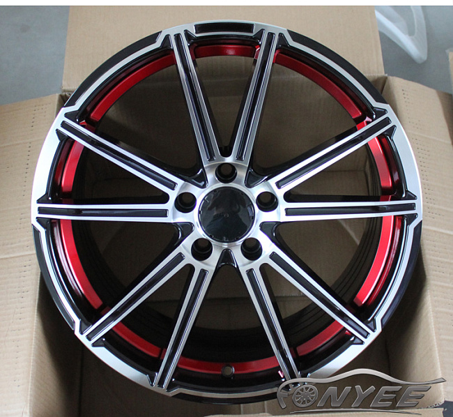 картинка Новые диски Mercedes AMG 10 Spoke C8 R18 5x112 ET35 J8 черный с серебром + красный магазин  StreetTuning 