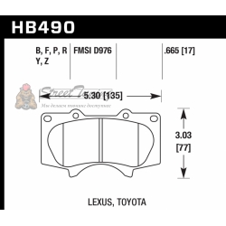 Колодки тормозные HB490F.665 HAWK HPS передние  LEXUS GX460 / GX470;  Prado 150/120; PAJERO 4; HILUX