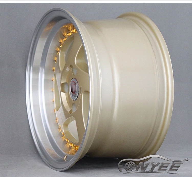 картинка Новые диски Rotiform TMB Flat R15 4х100 ET17 J8,5 золото + золотые болтики от магазина  StreetTuning