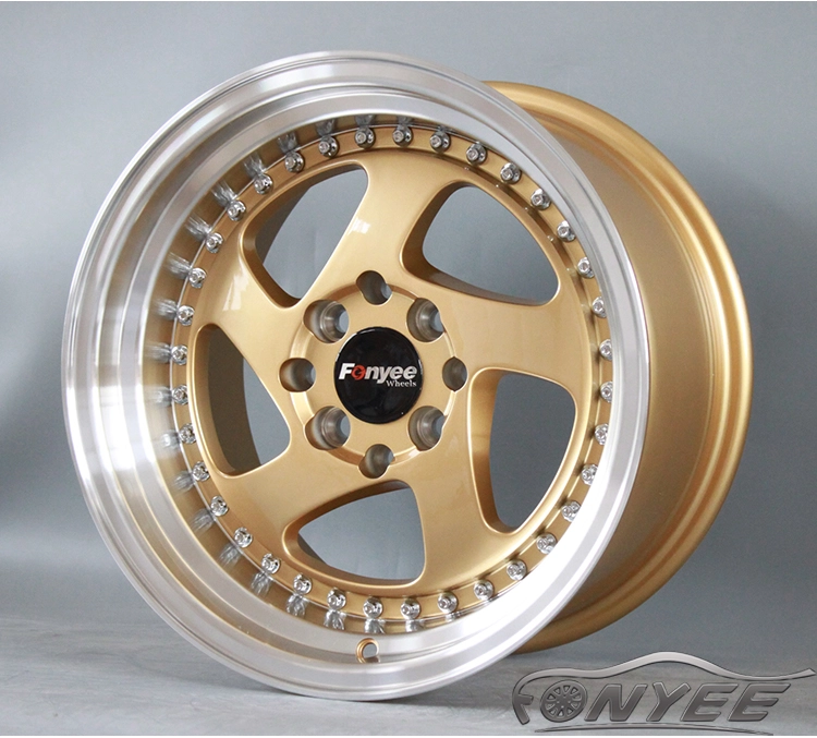 картинка Новые диски Rotiform TMB Flat R15 4х100/114,3 ET30 J7 золото + полированная полка от магазина  StreetTuning