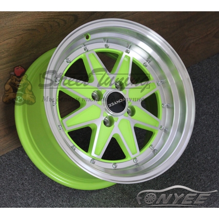 Новые диски SSR Jilba Racing R15 4X100 ET20 J8,25 зеленый + серебро