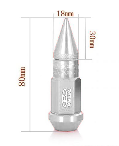 картинка Комплект гаек Blox style с наконечником 80 мм , серебряные М12 х 1.5 магазин  StreetTuning 