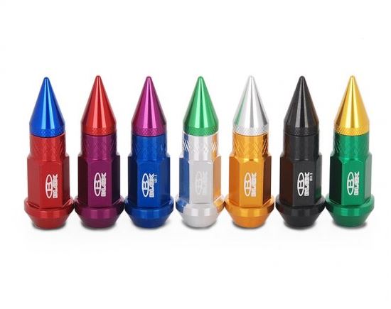 картинка Комплект гаек Blox style синие 80 мм , с разноцветными наконечниками М12 х 1.5 магазин  StreetTuning 