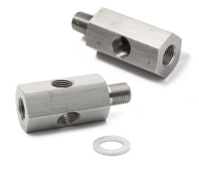 картинка Адаптер под сенсор температуры/давления масла, резьба - Папа 1/8 BSPT, мама 1/8 BSPT,  мама 1/8 NPT магазин  StreetTuning 
