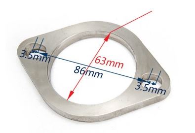 картинка Фланец для выпускных систем 63 мм 2 болта 10 мм магазин  StreetTuning 