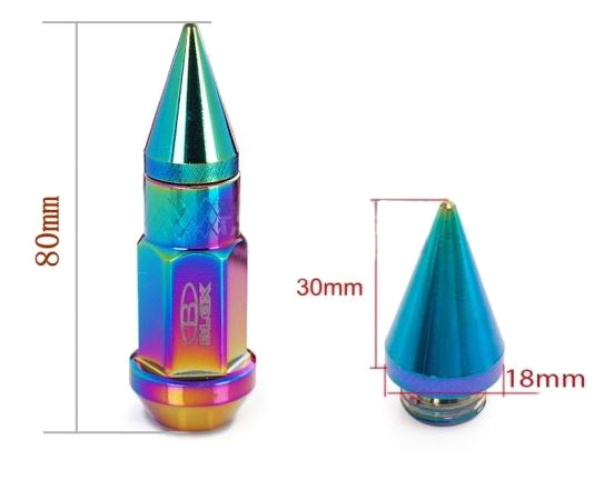 картинка Комплект гаек Blox style с наконечником 80 мм , неохром М12 х 1.5 магазин  StreetTuning 