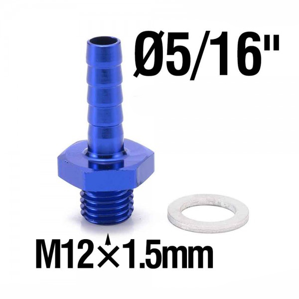 картинка Фитинг адаптер переходник папа М12х1.5 - папа 5/16 ( 8мм) магазин  StreetTuning 