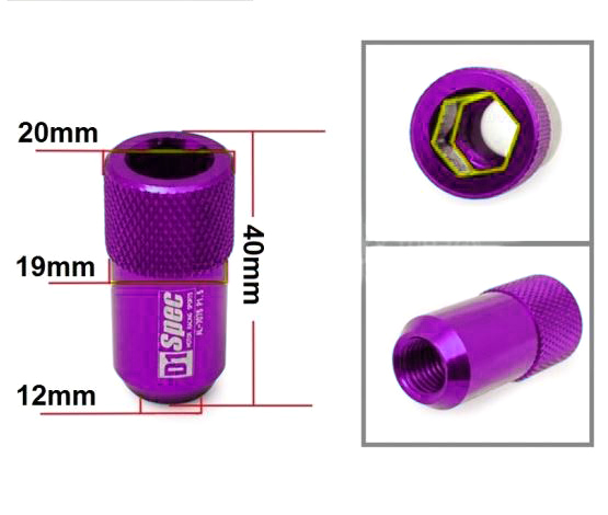 картинка Комплект гаек D1 Spec 40 мм, фиолетовый М12 х 1.5 магазин  StreetTuning 