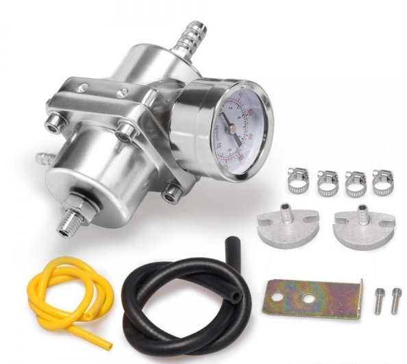 картинка Топливный регулятор Epman с белым манометром 0 - 140 PSI, серебристый магазин  StreetTuning 