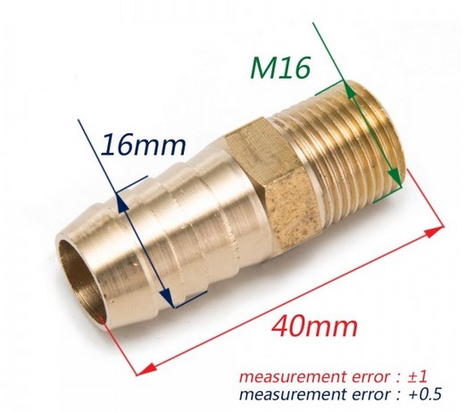 картинка Фитинг-штуцер под шланг 16 мм - резьба m16 латунь магазин  StreetTuning 