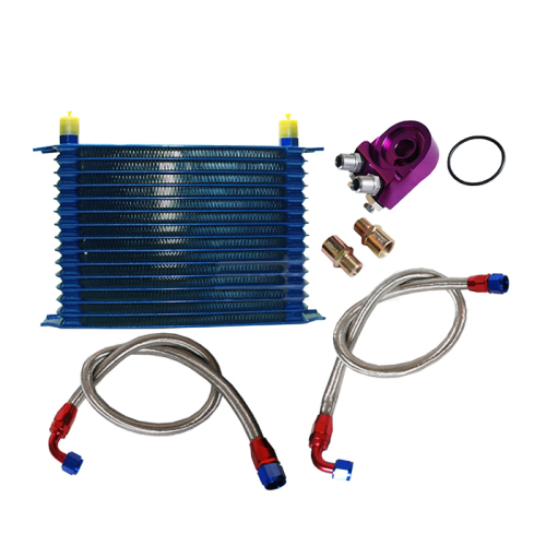 картинка Универсальный 15 рядный масляный кулер AN10 с проставкой  с выносом фильтра. (Маслокулер-кит) магазин  StreetTuning 