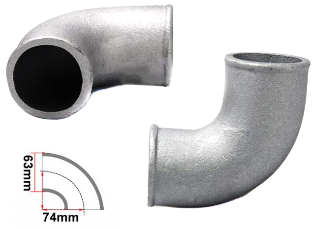 картинка Отвод алюминиевый приварной 90 гр 63 мм магазин  StreetTuning 