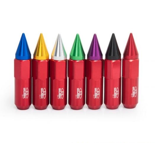 картинка Комплект гаек Blox style красные 90 мм , с разноцветными наконечниками М12 х 1.5 магазин  StreetTuning 