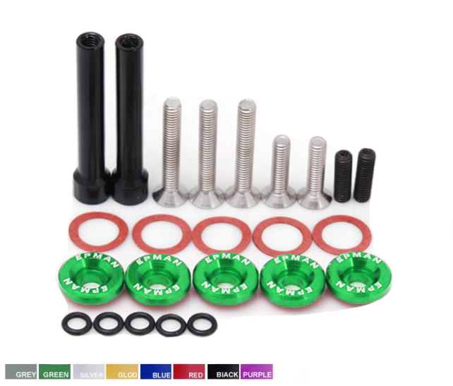 картинка Болты с шайбами крышки клапанов Epman для Honda VTEK D-серия, зеленые магазин  StreetTuning 