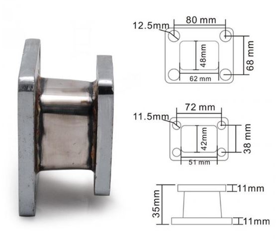картинка Фланец переходной T25 - T4 магазин  StreetTuning 