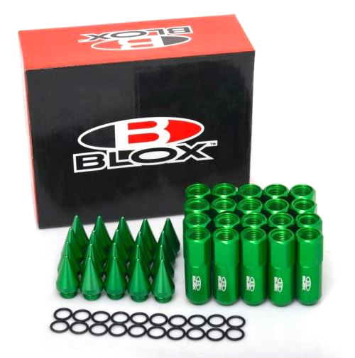 картинка Комплект гаек Blox style с наконечником , зеленые М12 х 1.5 магазин  StreetTuning 