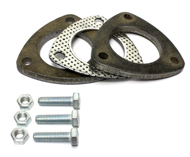 картинка Комплект треугольных фланцев 51 мм., с прокладкой и болтами (6мм) магазин  StreetTuning 