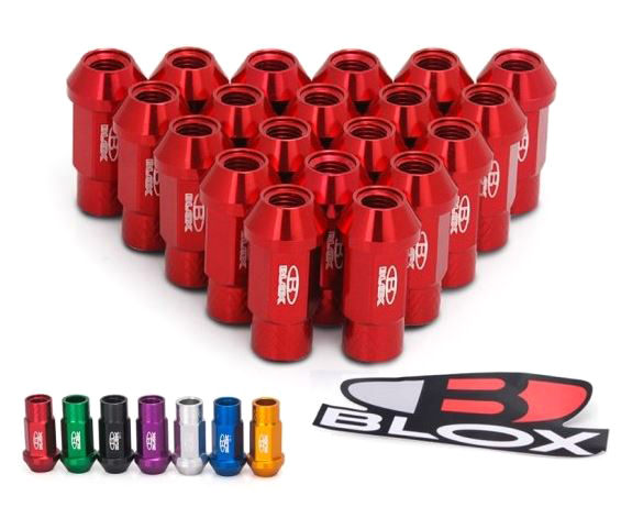 картинка Комплект гаек Blox style 52 мм, красные М12 х 1.25 магазин  StreetTuning 