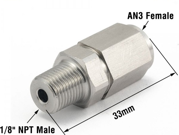картинка Стальной фитинг переходник 1/8" NPT папа - мама AN3 магазин  StreetTuning 