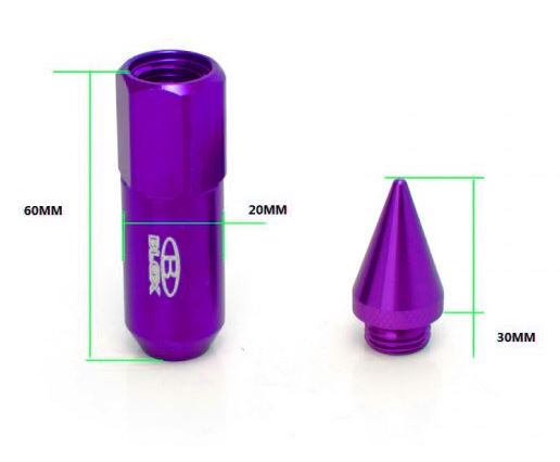 картинка Комплект гаек Blox style с наконечником , фиолетовые М12 х 1.25 магазин  StreetTuning 