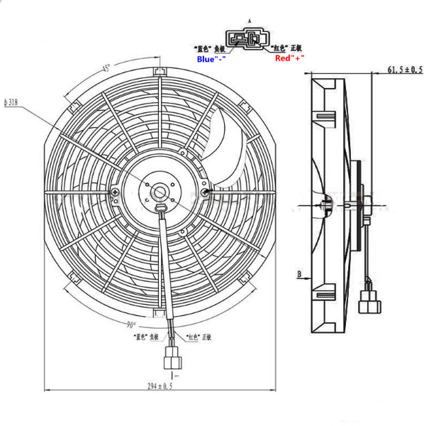 картинка Вентилятор охлаждающий универсальный 12" 90W  318mm*295mm*62mm магазин  StreetTuning 