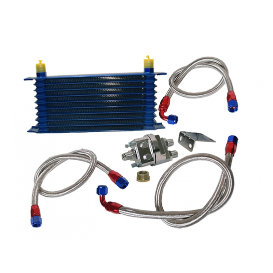картинка Универсальный 10 рядный масляный кулер AN10 с проставкой  с выносом фильтра. (Маслокулер-кит) магазин  StreetTuning 