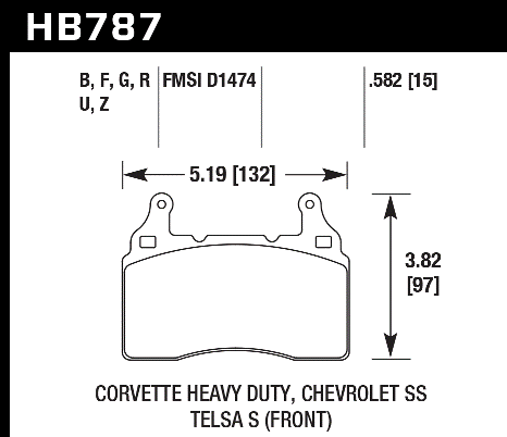 картинка Колодки тормозные HB787B.582 HAWK HPS 5.0 перед TESLA S; Corvette 2014-> ; Camaro 2010-> магазин  StreetTuning 