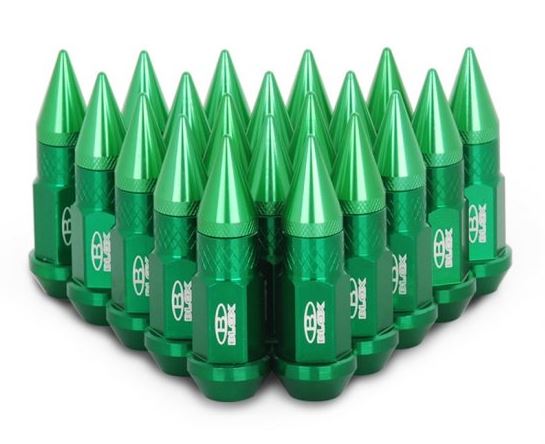 картинка Комплект гаек Blox style с наконечником 80 мм , зеленые М12 х 1.5 магазин  StreetTuning 