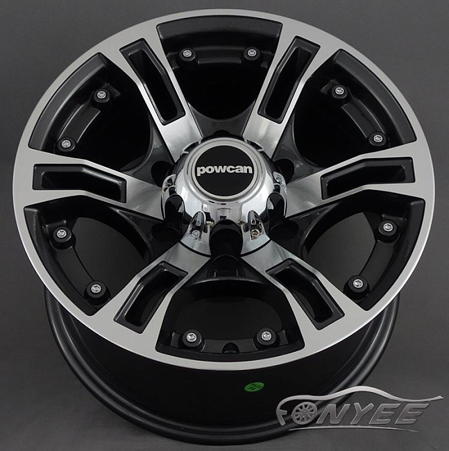 картинка Новые диски Powcan модель 6 R15 J8 ET-10 6x139,7 черный глянец + серебро магазин  StreetTuning 