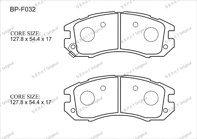 картинка Передние тормозные колодки Gerat BP-F032 (Subaru Impreza, 
Legacy) магазин  StreetTuning 
