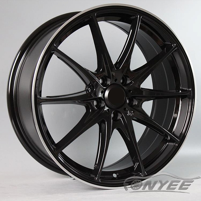 картинка Новые диски Rays G25 R19 5X112 ET35 J8,5 черные глянцевые + серебристая окантовка магазин  StreetTuning 