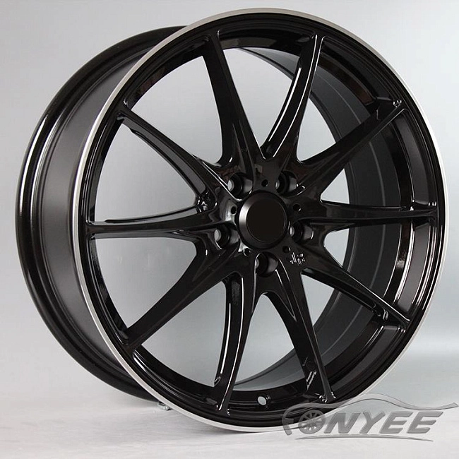 картинка Новые диски Rays G25 R19 5X112 ET33 J9,5 черные глянцевые + серебристая окантовка магазин  StreetTuning 