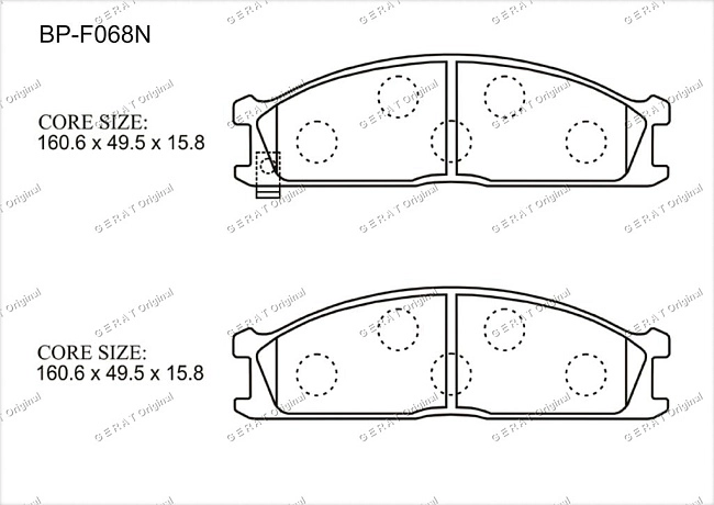 картинка Передние тормозные колодки Gerat BP-F068N (Nissan Cedric, Mistral, Pathfinder, Pick Up, Terrano, Vanette) магазин  StreetTuning 