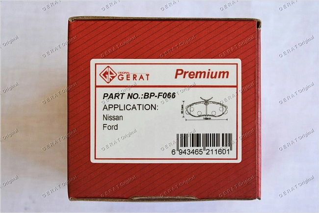 картинка Передние тормозные колодки Gerat BP-F066 (Ford Maverick/
Nissan Serena, Terrano, Vanette) магазин  StreetTuning 