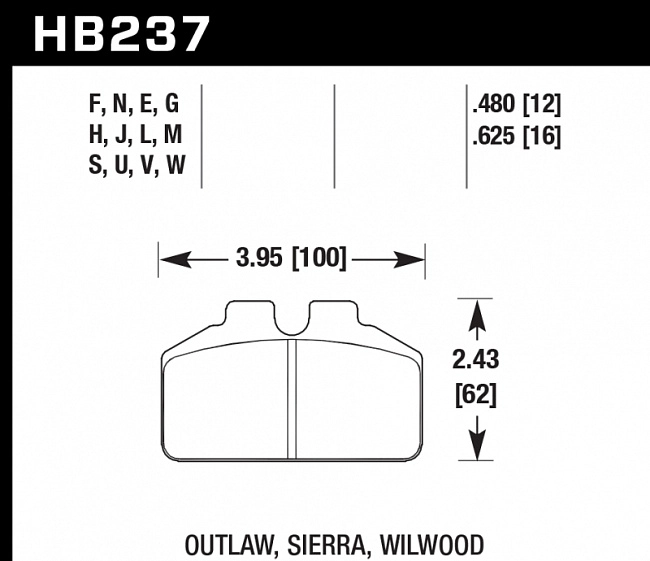 картинка Колодки тормозные HB237F.625 HAWK HPS магазин  StreetTuning 