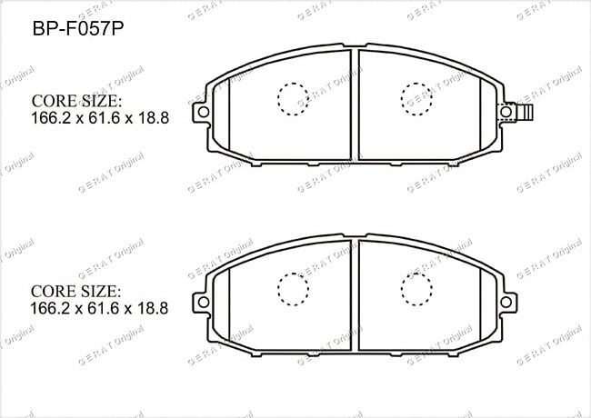 картинка Передние тормозные колодки Gerat BP-F057P (Nissan Atlas Condor, Patrol, Safari) магазин  StreetTuning 