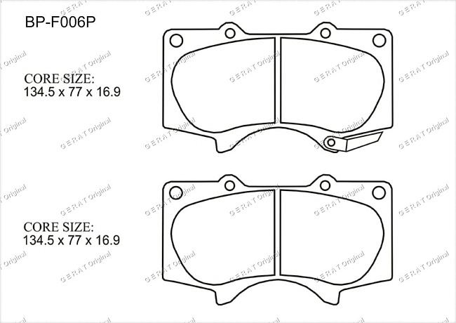 картинка Передние тормозные колодки Gerat BP-F006P (Lexus GX460, GX470/ 
Mitsubishi Pajero/ 
Toyota 4runner, FJ Cruiser, Fortuner, Hilux, Land Cruiser Prado, Sequoia, Surf, Tacoma, Tundra) магазин  StreetTuning 